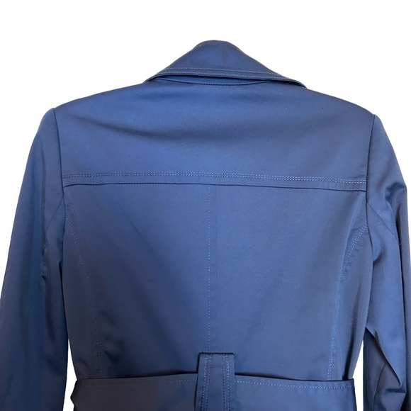 Willi Smith Navy Blue Double Breasted Belted Short Trench Jacket Coat Sz. M - Picture 9 of 16